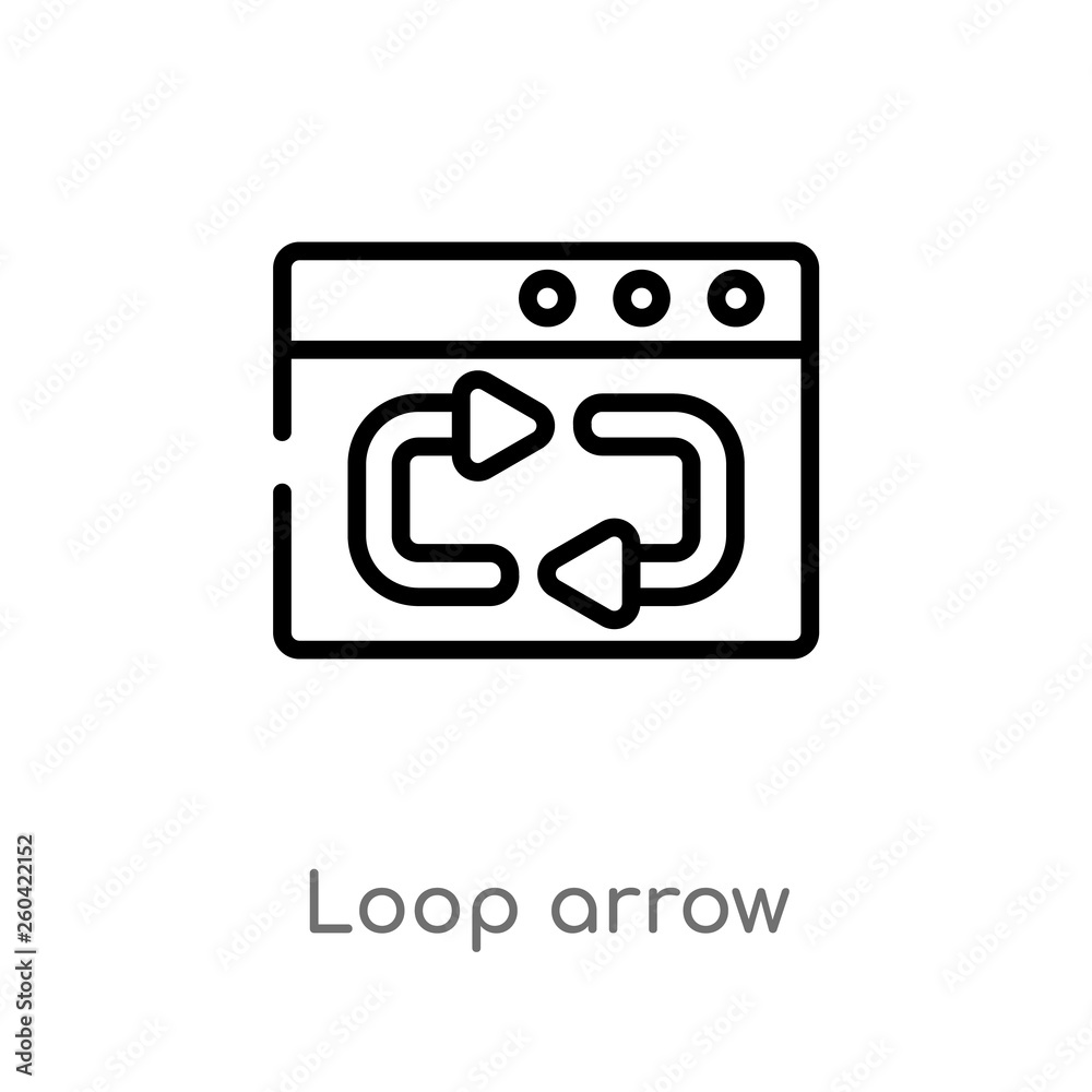 outline loop arrow vector icon. isolated black simple line element illustration from user interface concept. editable vector stroke loop arrow icon on white background outline loop arrow vector icon. isolated black simple line element illustration from user interface concept. editable vector stroke loop arrow icon on white background