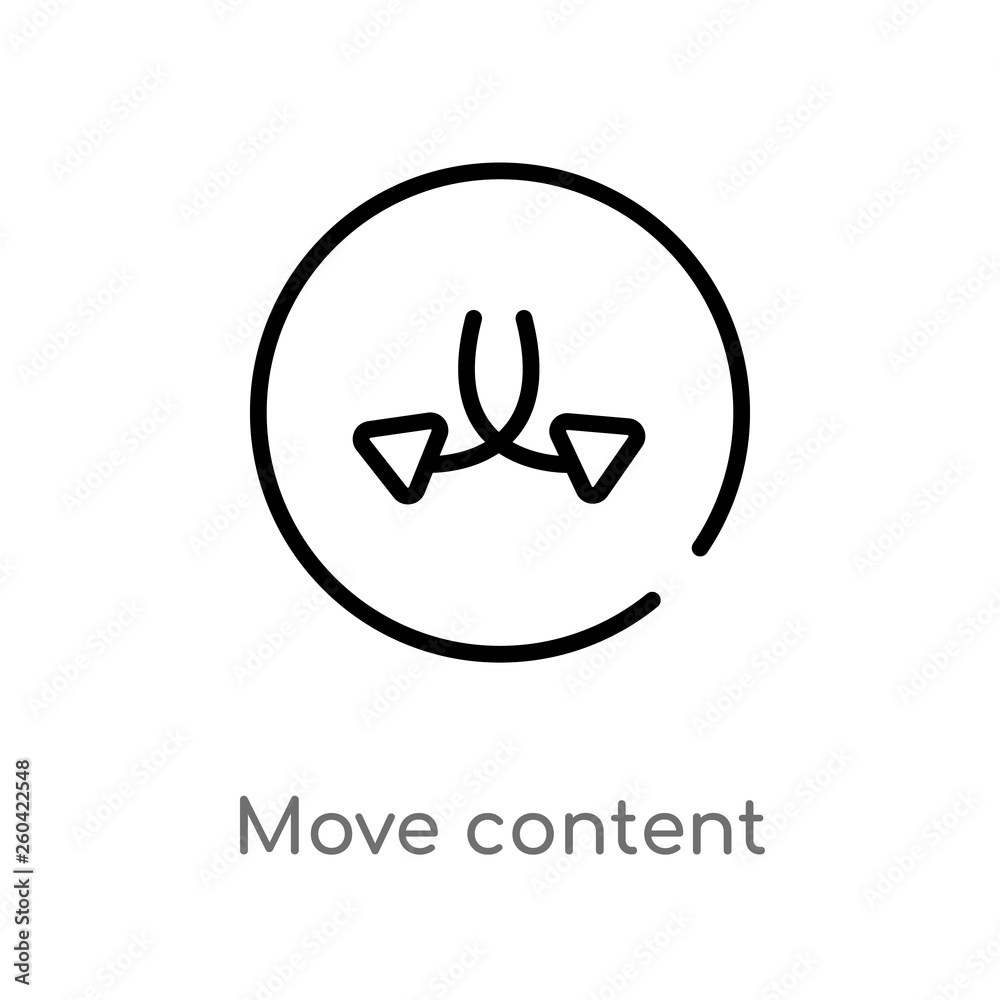 outline move content vector icon. isolated black simple line element illustration from user interface concept. editable vector stroke move content icon on white background