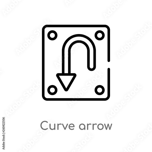 outline curve arrow vector icon. isolated black simple line element illustration from user interface concept. editable vector stroke curve arrow icon on white background