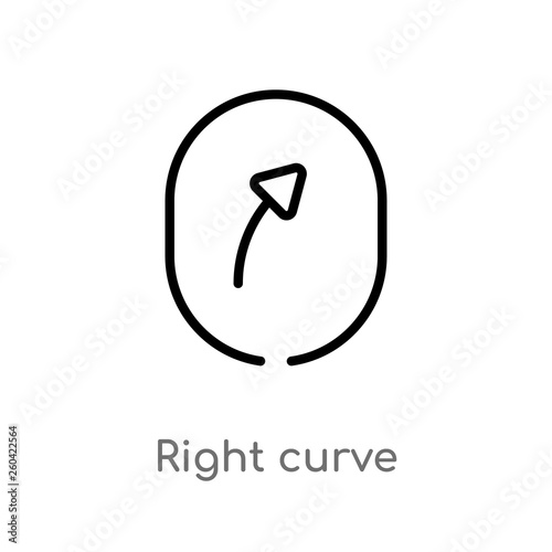 Wallpaper Mural outline right curve vector icon. isolated black simple line element illustration from user interface concept. editable vector stroke right curve icon on white background Torontodigital.ca