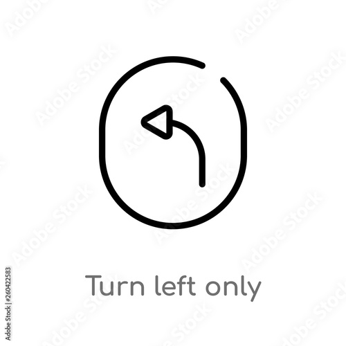 Wallpaper Mural outline turn left only vector icon. isolated black simple line element illustration from user interface concept. editable vector stroke turn left only icon on white background Torontodigital.ca