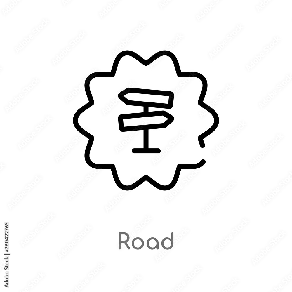 outline road vector icon. isolated black simple line element illustration from user interface concept. editable vector stroke road icon on white background outline road vector icon. isolated black simple line element illustration from user interface concept. editable vector stroke road icon on white background