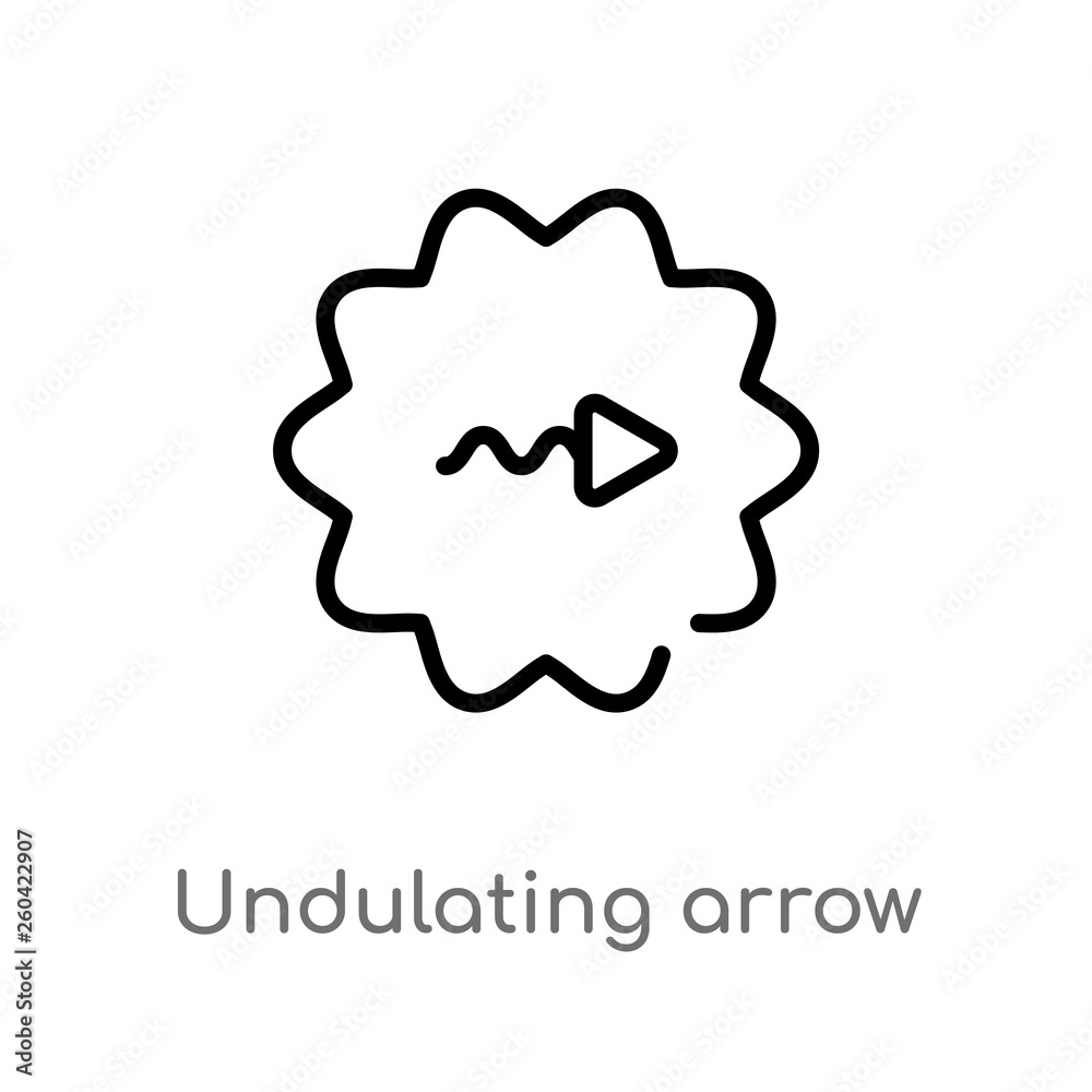 outline undulating arrow vector icon. isolated black simple line ...