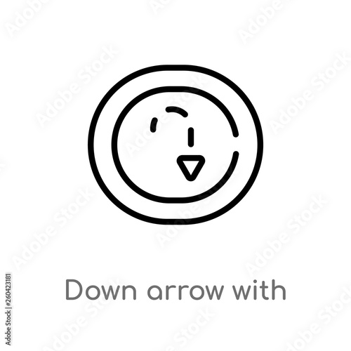 outline down arrow with broken lines vector icon. isolated black simple line element illustration from user interface concept. editable vector stroke down arrow with broken lines icon on white