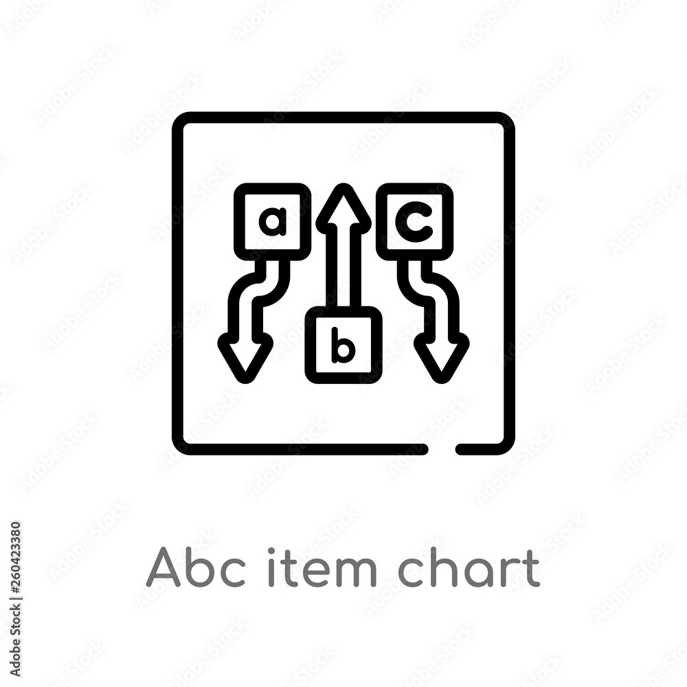 outline abc item chart vector icon. isolated black simple line element illustration from user interface concept. editable vector stroke abc item chart icon on white background outline abc item chart vector icon. isolated black simple line element illustration from user interface concept. editable vector stroke abc item chart icon on white background