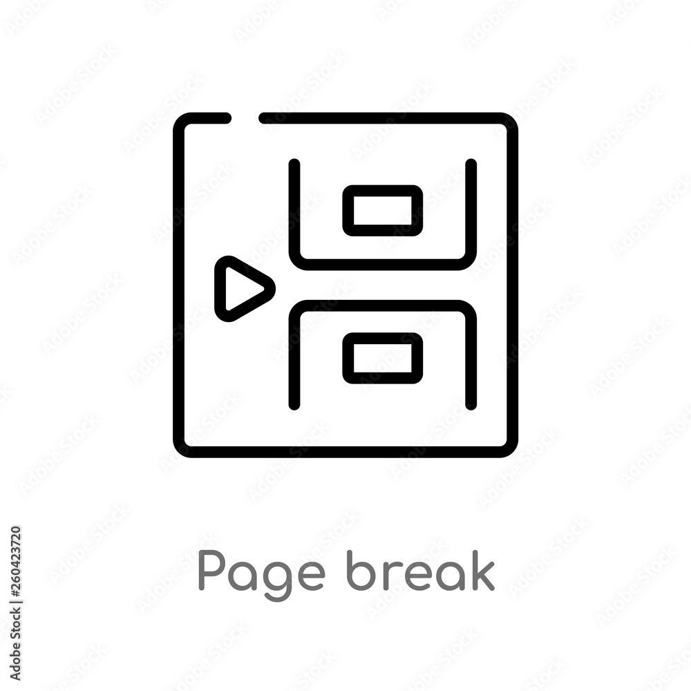 outline page break vector icon. isolated black simple line element illustration from user interface concept. editable vector stroke page break icon on white background outline page break vector icon. isolated black simple line element illustration from user interface concept. editable vector stroke page break icon on white background