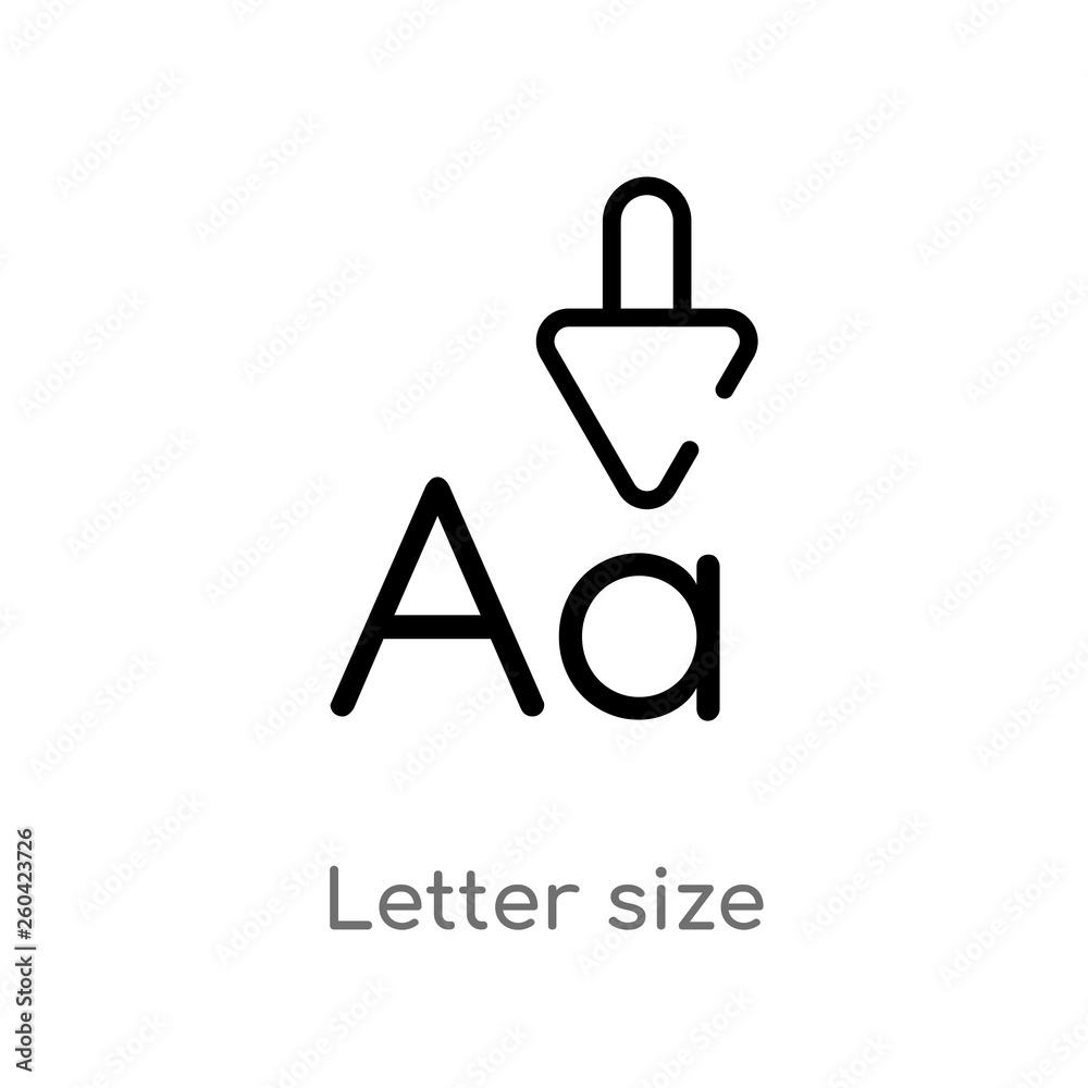 outline letter size vector icon. isolated black simple line element illustration from user interface concept. editable vector stroke letter size icon on white background