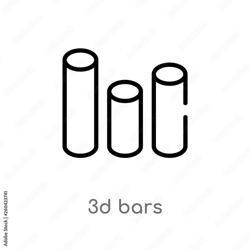 outline 3d bars vector icon. isolated black simple line element illustration from user interface concept. editable vector stroke 3d bars icon on white background outline 3d bars vector icon. isolated black simple line element illustration from user interface concept. editable vector stroke 3d bars icon on white background