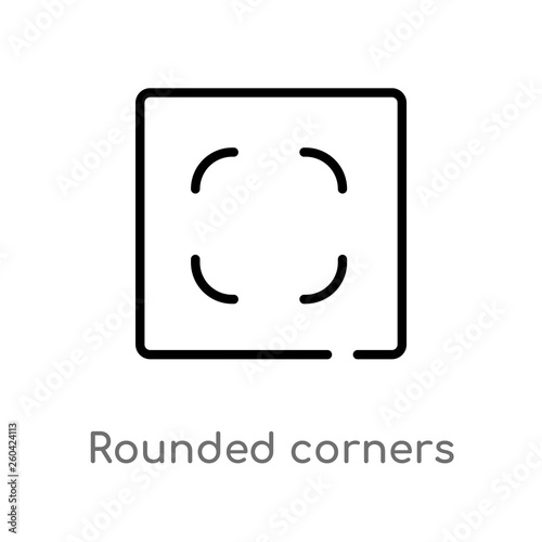 outline rounded corners square vector icon. isolated black simple line element illustration from user interface concept. editable vector stroke rounded corners square icon on white background