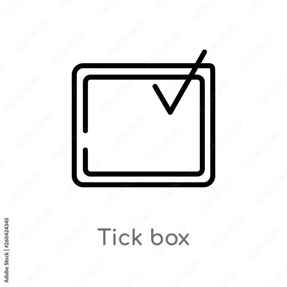 outline tick box vector icon. isolated black simple line element illustration from user interface concept. editable vector stroke tick box icon on white background outline tick box vector icon. isolated black simple line element illustration from user interface concept. editable vector stroke tick box icon on white background