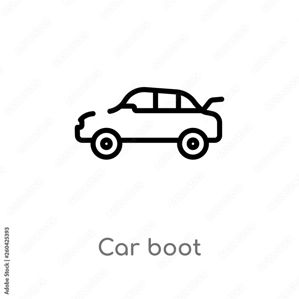 outline car boot vector icon. isolated black simple line element illustration from car parts concept. editable vector stroke car boot icon on white background