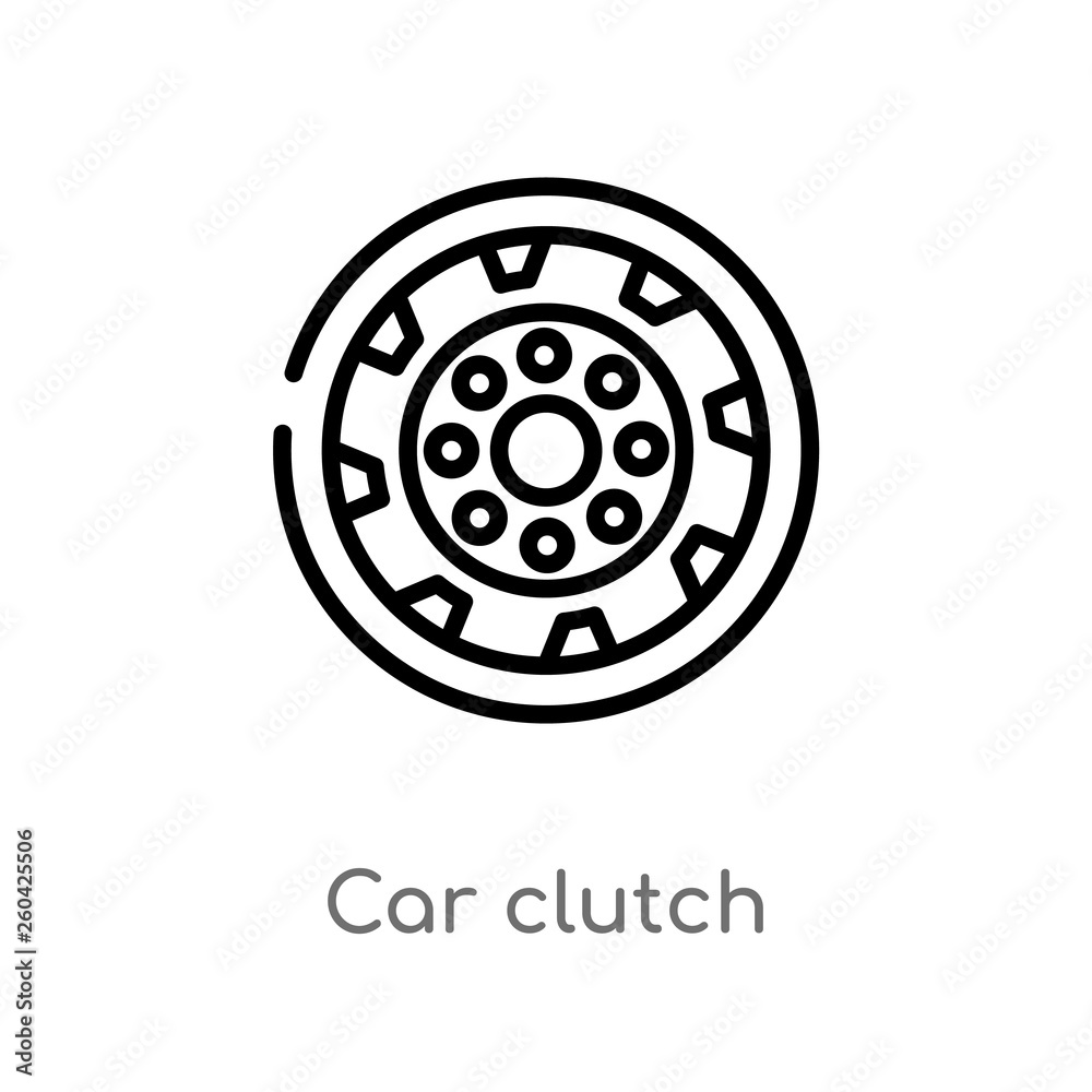 outline car clutch vector icon. isolated black simple line element illustration from car parts concept. editable vector stroke car clutch icon on white background