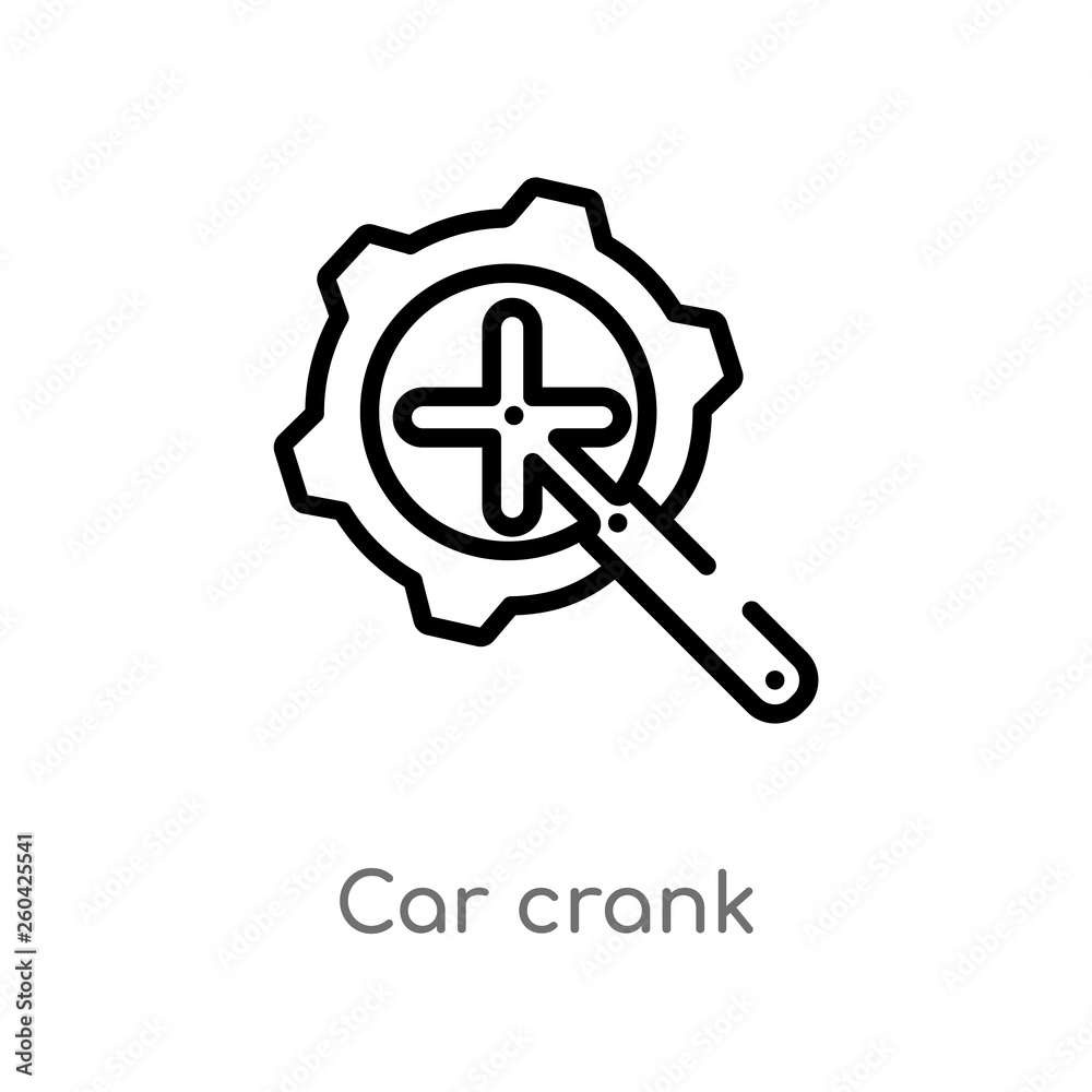 outline car crank vector icon. isolated black simple line element illustration from car parts concept. editable vector stroke car crank icon on white background outline car crank vector icon. isolated black simple line element illustration from car parts concept. editable vector stroke car crank icon on white background