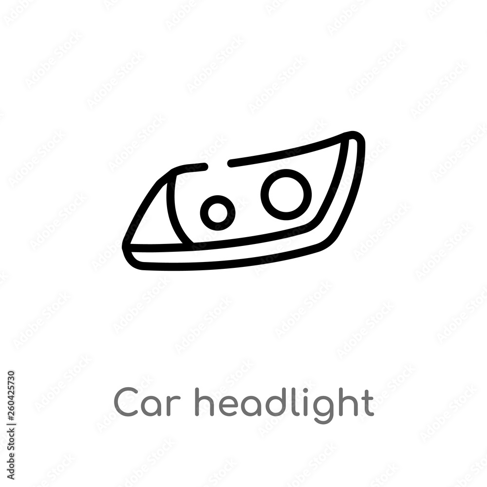 outline car headlight vector icon. isolated black simple line element illustration from car parts concept. editable vector stroke car headlight icon on white background - obrazy, fototapety, plakaty 
