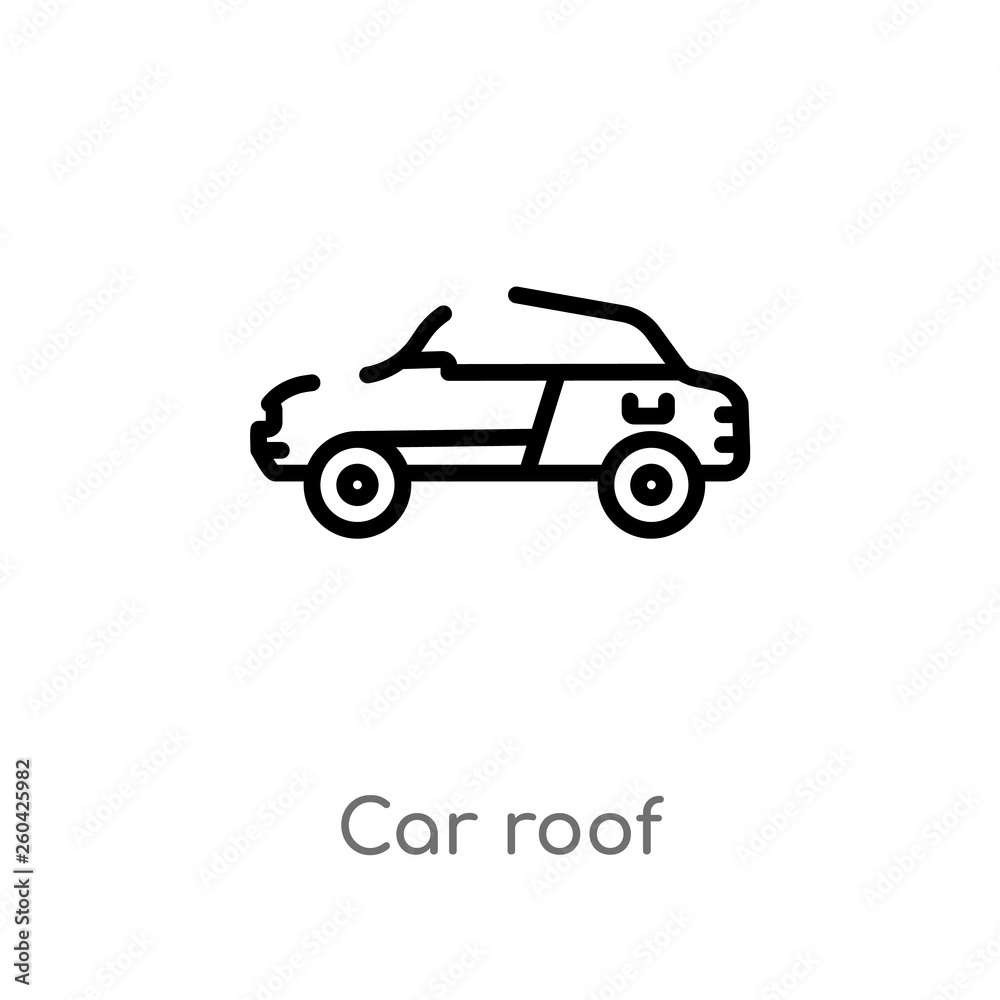 outline car roof vector icon. isolated black simple line element illustration from car parts concept. editable vector stroke car roof icon on white background