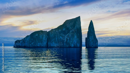 sunrise from a boat at leon dormido near san cristobal in the galapagos