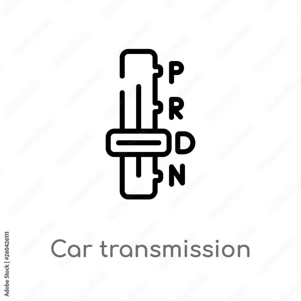 outline car transmission vector icon. isolated black simple line element illustration from car parts concept. editable vector stroke car transmission icon on white background