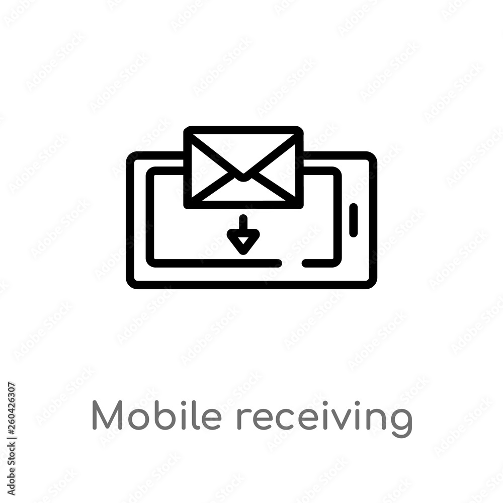 outline mobile receiving email vector icon. isolated black simple line element illustration from communication concept. editable vector stroke mobile receiving email icon on white background outline mobile receiving email vector icon. isolated black simple line element illustration from communication concept. editable vector stroke mobile receiving email icon on white background