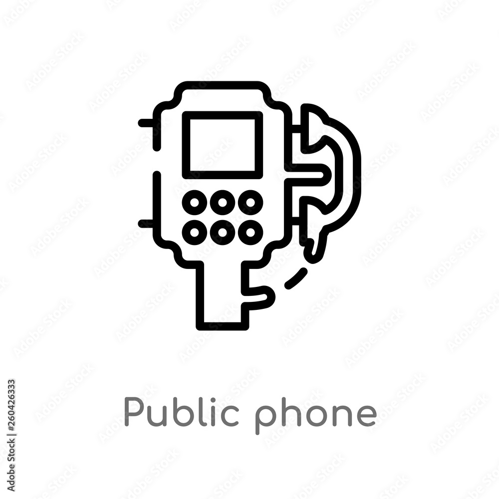 outline public phone vector icon. isolated black simple line element illustration from communication concept. editable vector stroke public phone icon on white background outline public phone vector icon. isolated black simple line element illustration from communication concept. editable vector stroke public phone icon on white background