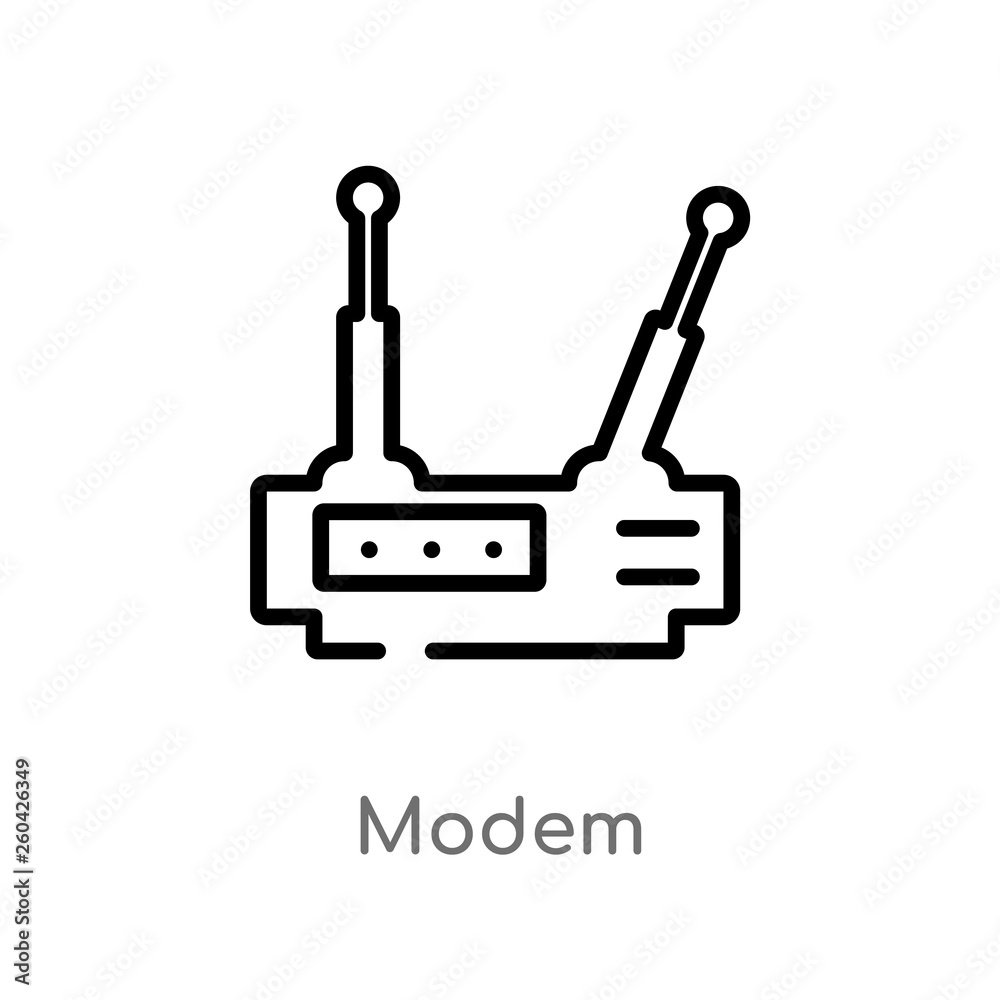 outline modem vector icon. isolated black simple line element illustration from communication concept. editable vector stroke modem icon on white background outline modem vector icon. isolated black simple line element illustration from communication concept. editable vector stroke modem icon on white background