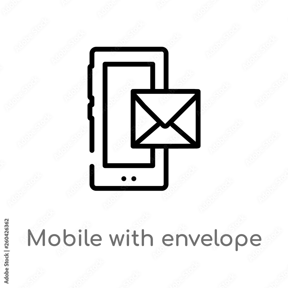 outline mobile with envelope vector icon. isolated black simple line element illustration from communication concept. editable vector stroke mobile with envelope icon on white background outline mobile with envelope vector icon. isolated black simple line element illustration from communication concept. editable vector stroke mobile with envelope icon on white background