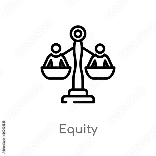 outline equity vector icon. isolated black simple line element illustration from crowdfunding concept. editable vector stroke equity icon on white background