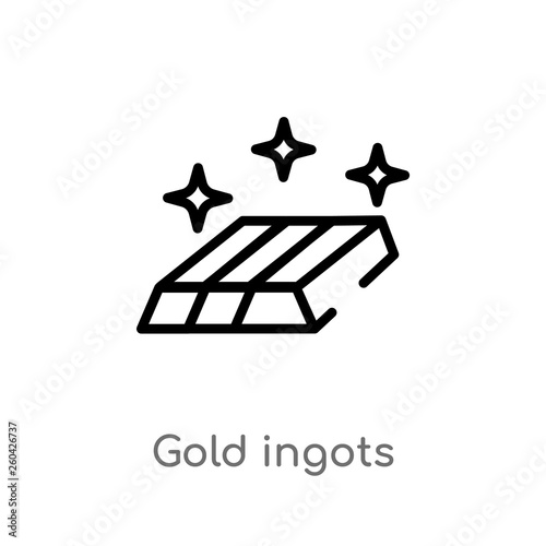 outline gold ingots vector icon. isolated black simple line element illustration from economy and finance concept. editable vector stroke gold ingots icon on white background