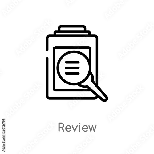 outline review vector icon. isolated black simple line element illustration from customer service concept. editable vector stroke review icon on white background