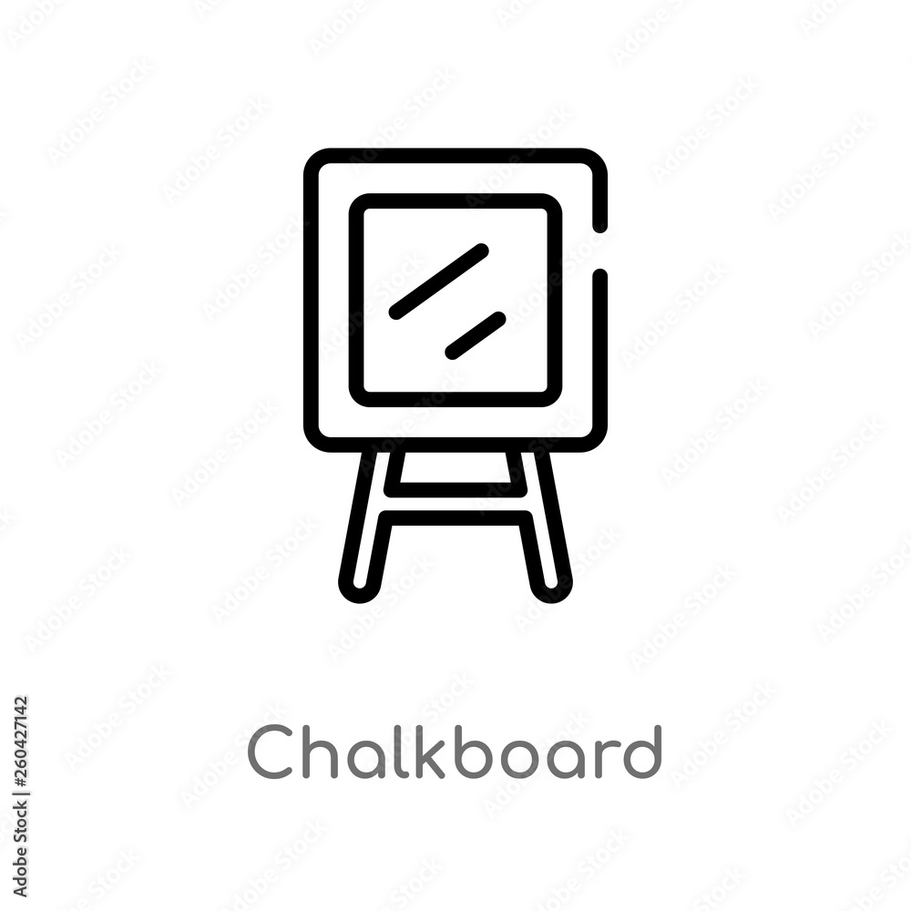 outline chalkboard vector icon. isolated black simple line element illustration from education 2 concept. editable vector stroke chalkboard icon on white background outline chalkboard vector icon. isolated black simple line element illustration from education 2 concept. editable vector stroke chalkboard icon on white background