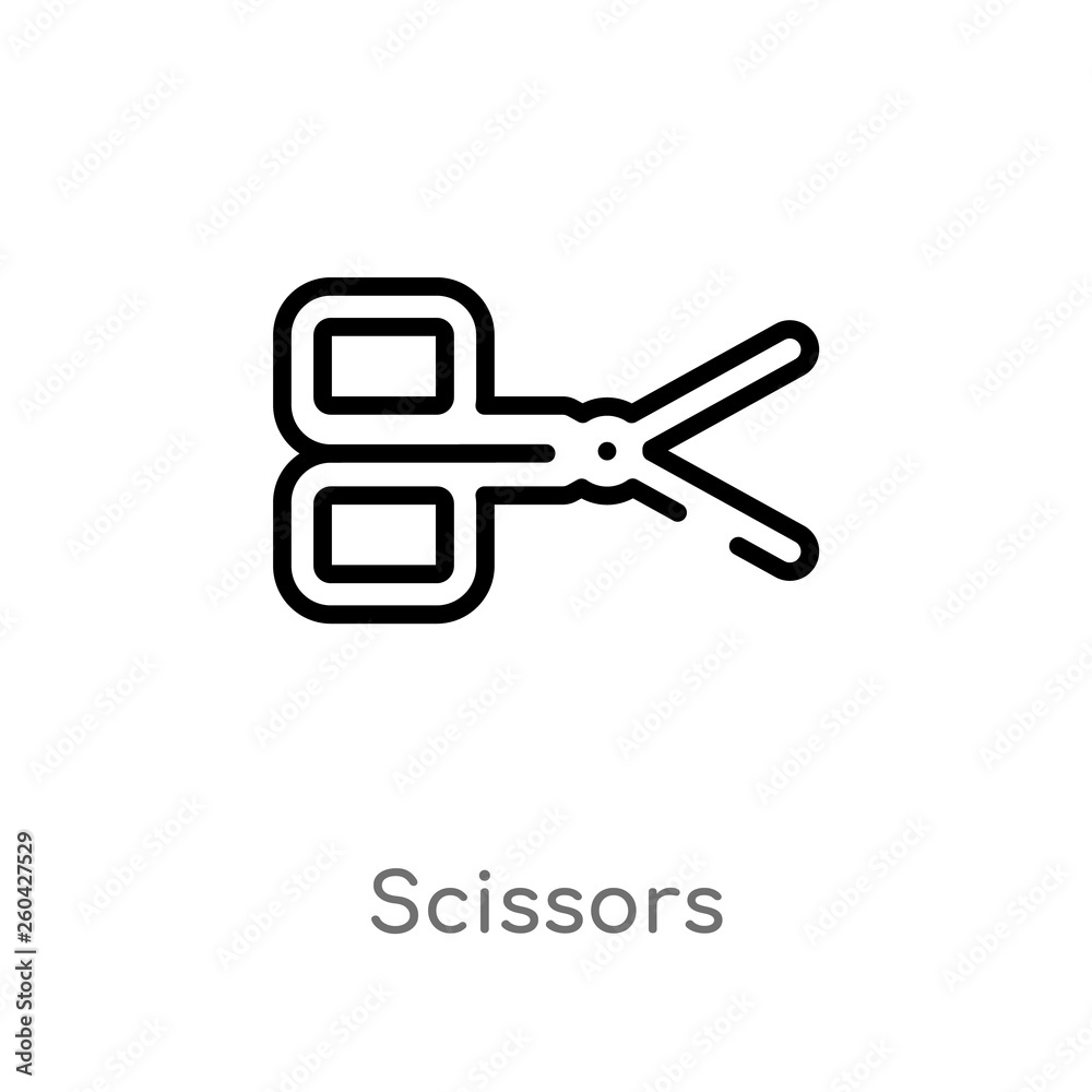 outline scissors vector icon. isolated black simple line element illustration from education 2 concept. editable vector stroke scissors icon on white background outline scissors vector icon. isolated black simple line element illustration from education 2 concept. editable vector stroke scissors icon on white background