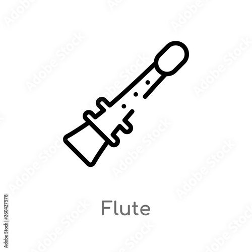 outline flute vector icon. isolated black simple line element illustration from education 2 concept. editable vector stroke flute icon on white background