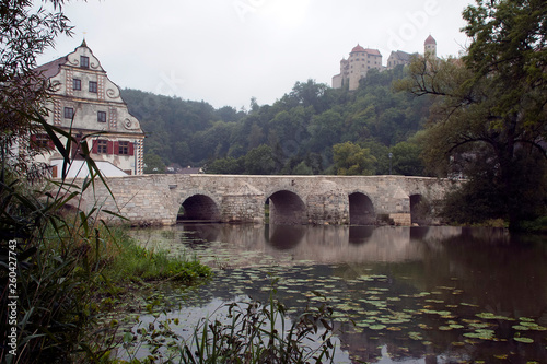 Harburg Germany, view of stone bridge over Wornitz River  photo