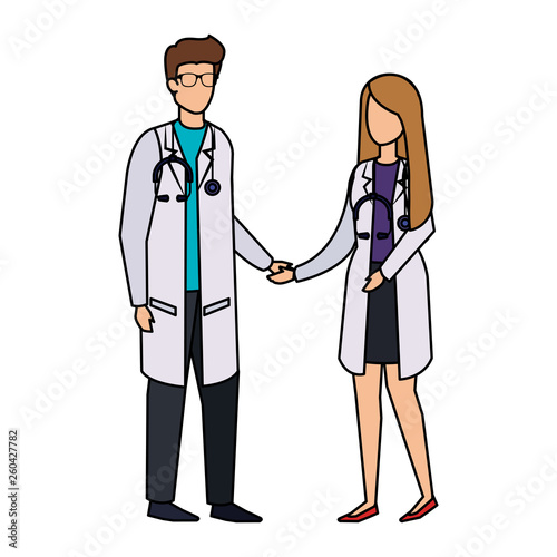 couple of professionals doctors avatars characters