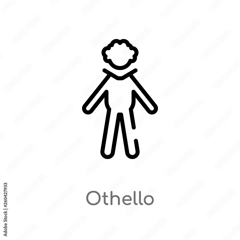 outline othello vector icon. isolated black simple line element illustration from literature concept. editable vector stroke othello icon on white background outline othello vector icon. isolated black simple line element illustration from literature concept. editable vector stroke othello icon on white background