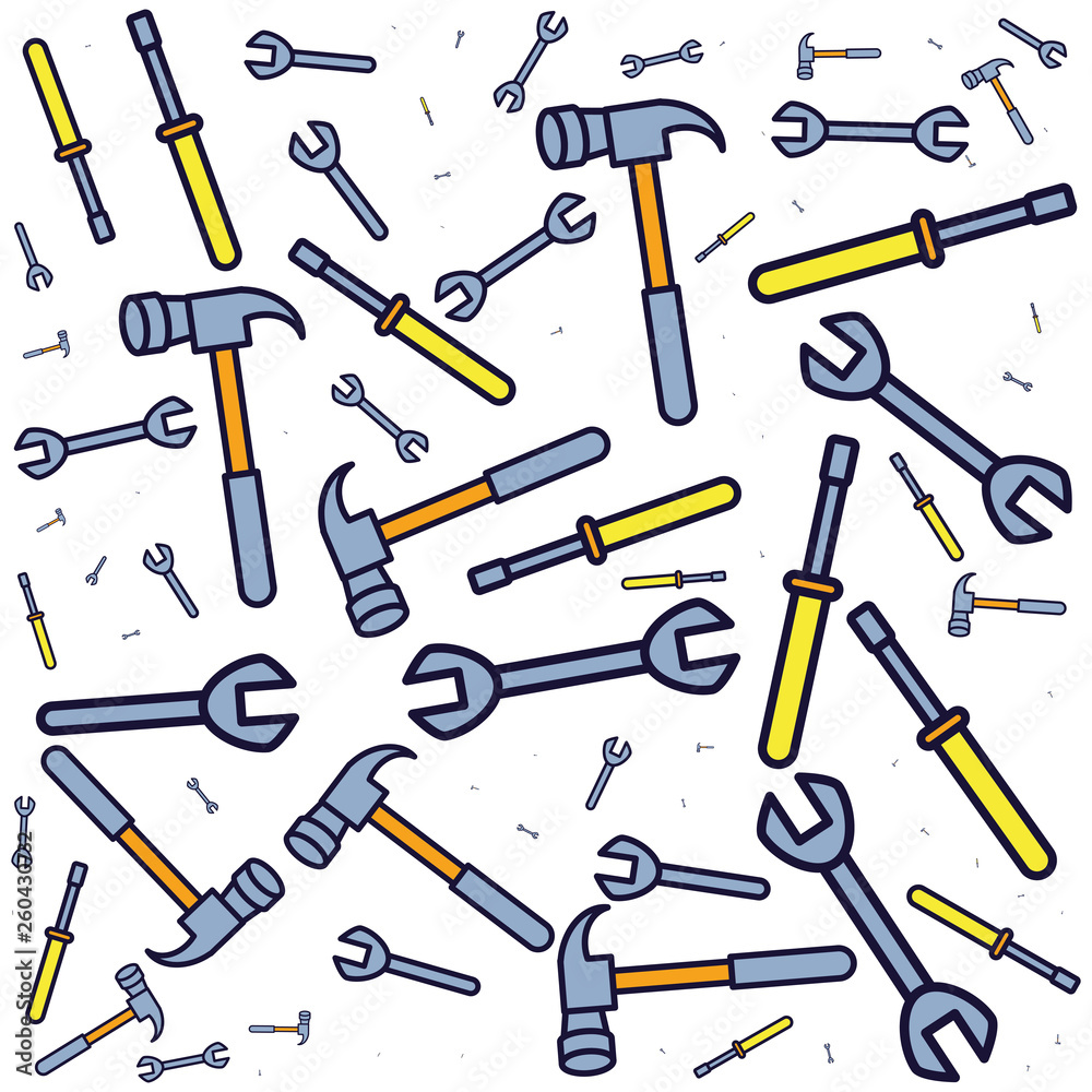 pattern of wrenches with hammers and screwdrivers pattern of wrenches with hammers and screwdrivers