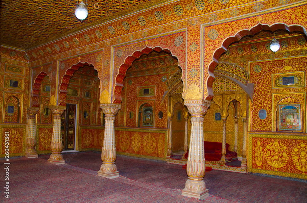 Private audience hall called as Anup Maha, Junagarh Fort, Bikaner, Rajasthan, India.