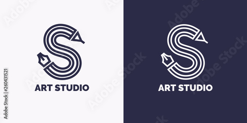 Conceptual label and emblem art studio. Vector graphics.