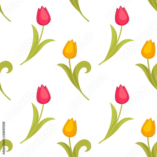 Easter holiday spring flowers tulips seamless pattern vector