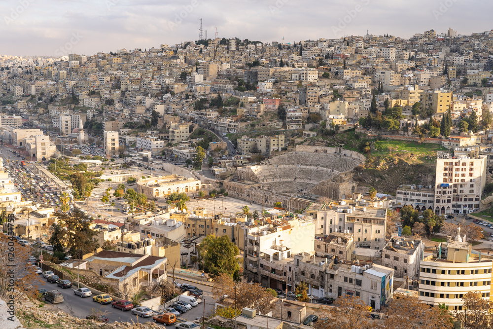 Top view of Amman, capital city of Jordan, Arab