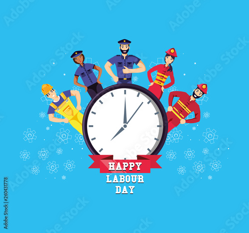 happy labour day with group of professionals