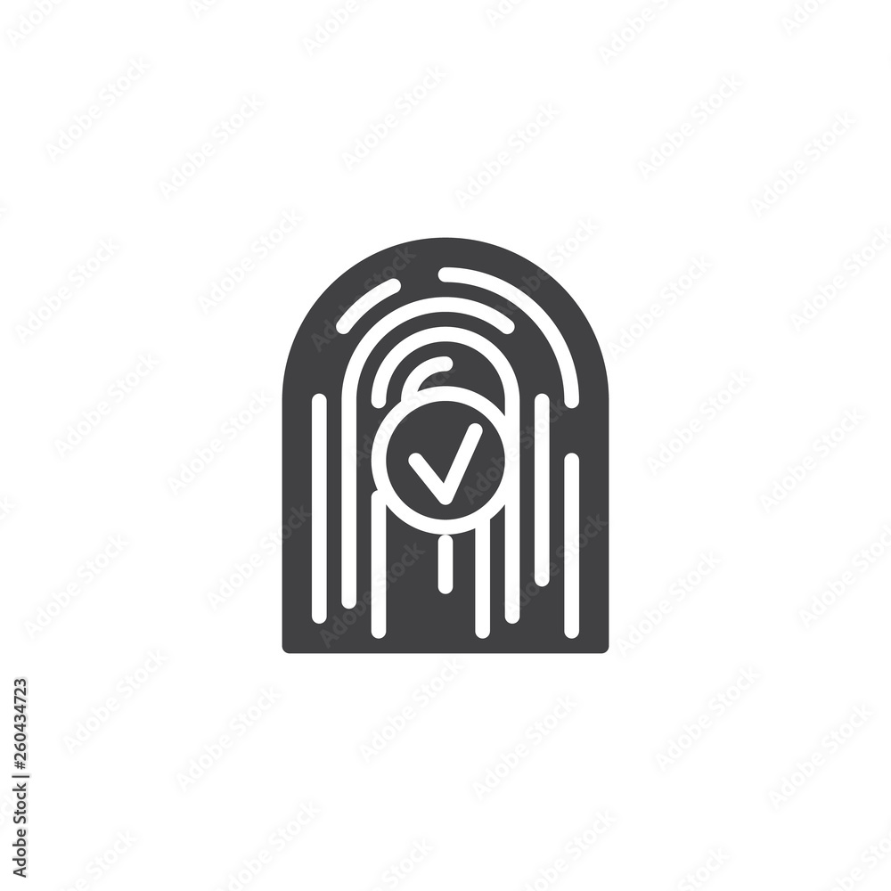 Protected by fingerprint vector icon. filled flat sign for mobile concept and web design. Finger print with check mark glyph icon. Cyber security symbol, logo illustration. Vector graphics Protected by fingerprint vector icon. filled flat sign for mobile concept and web design. Finger print with check mark glyph icon. Cyber security symbol, logo illustration. Vector graphics