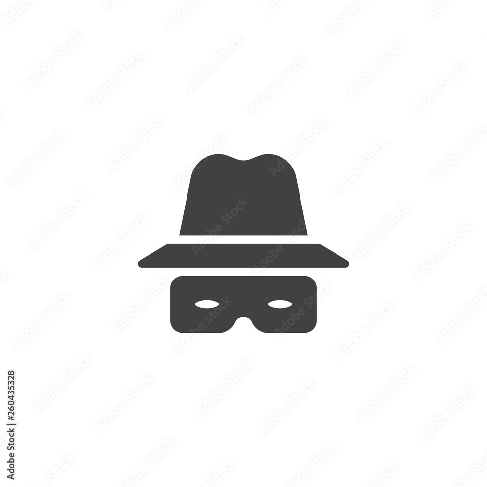 Hat and glasses vector icon. filled flat sign for mobile concept and web design. Anonymous Spy Agent glyph icon. Incognito symbol, logo illustration. Pixel perfect vector graphics Hat and glasses vector icon. filled flat sign for mobile concept and web design. Anonymous Spy Agent glyph icon. Incognito symbol, logo illustration. Pixel perfect vector graphics