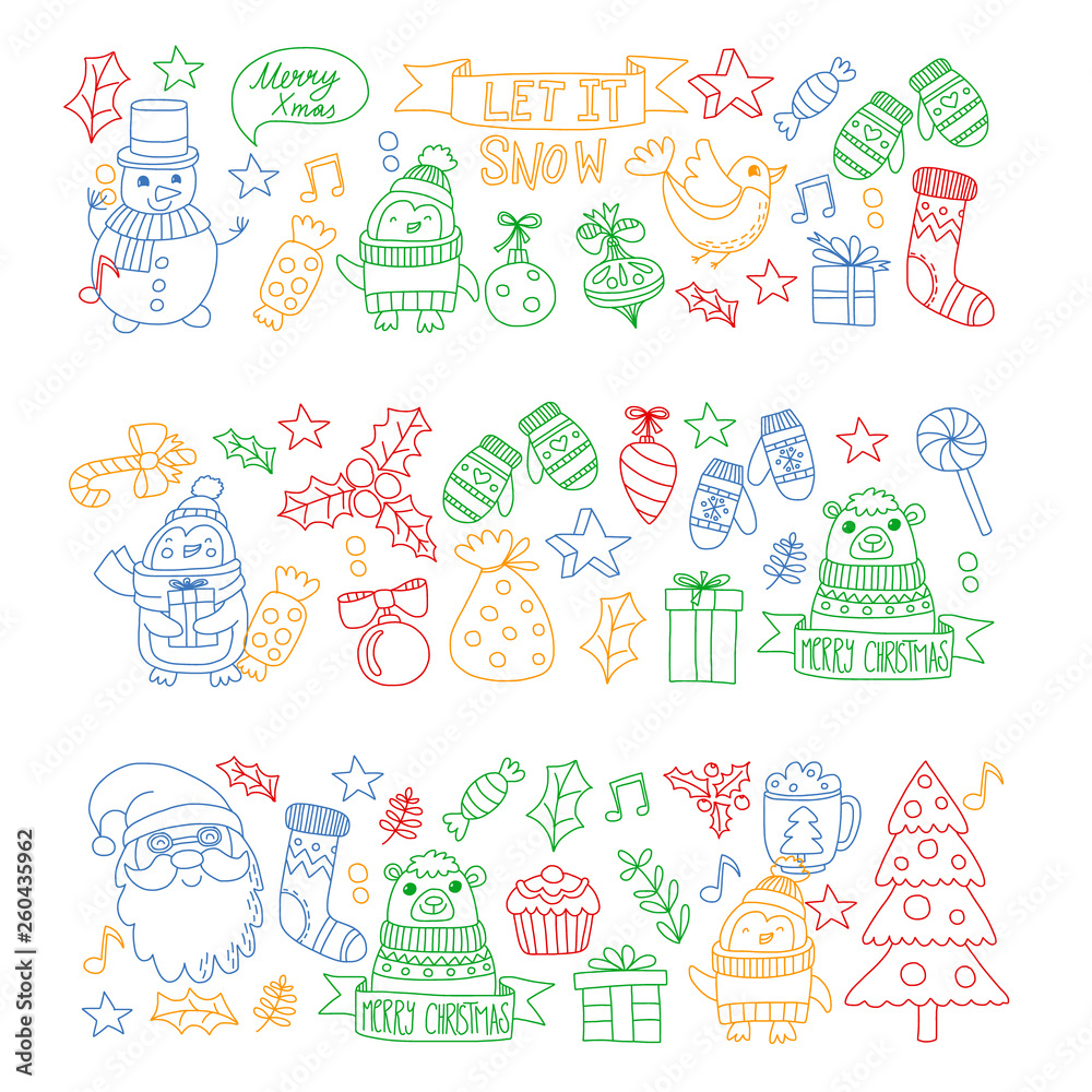 Christmas element in doodle kids drawing style. Vector pattern. Christmas element in doodle kids drawing style. Vector pattern.