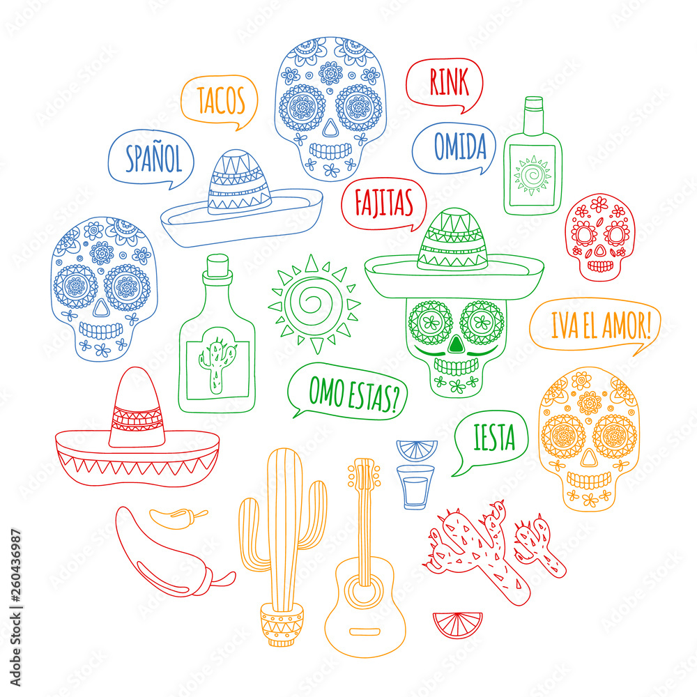 Mexico vector pattern. Day of the Dead. Icons for posters, banners, backgrounds. Mexico vector pattern. Day of the Dead. Icons for posters, banners, backgrounds.