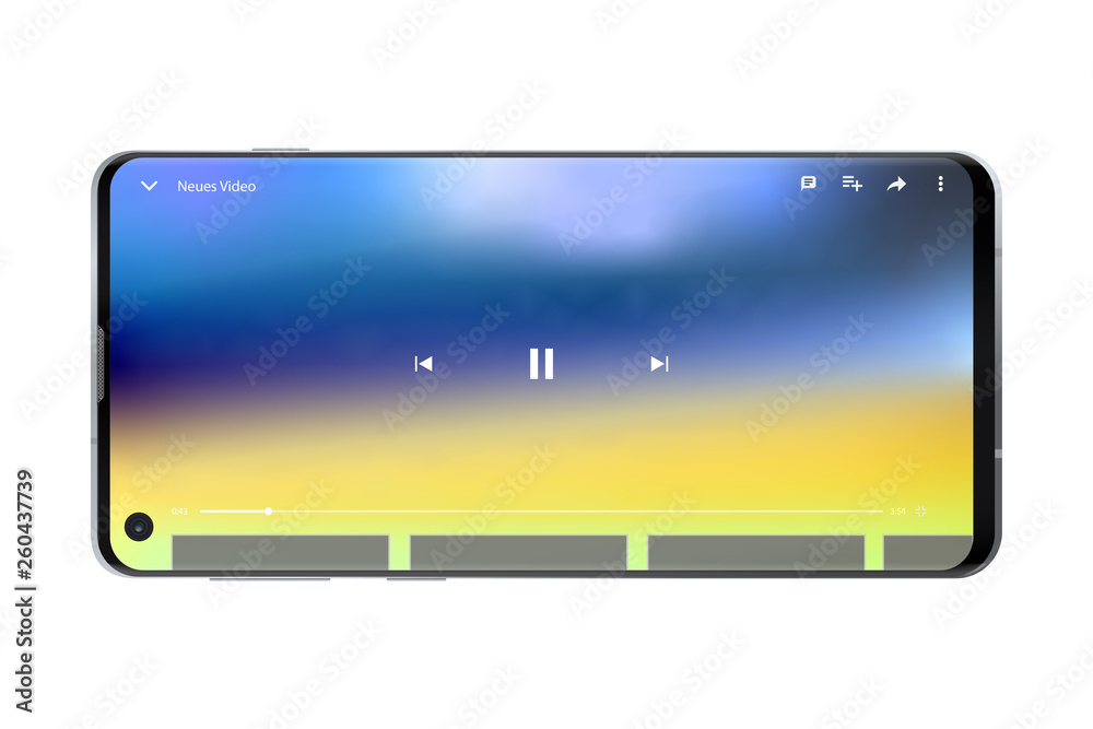 Smartphone - Bildschirm Video UI Konzept grau Smartphone - Bildschirm Video UI Konzept grau
