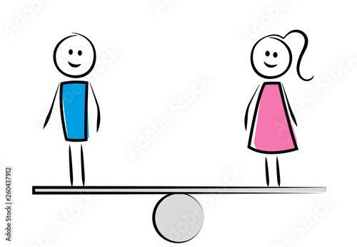 Balance - Frau und Mann - Gleichberechtigung - Gleichgewicht Waage Wippe