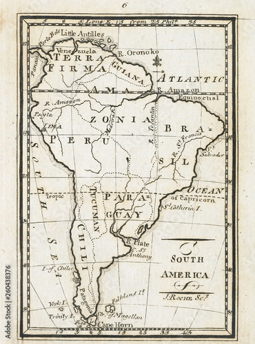 Fotografie, Obraz Old map. Engraving image