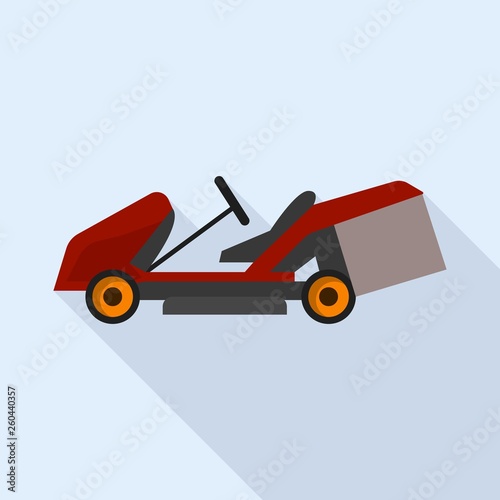Grass cutter tractor icon. Flat illustration of grass cutter tractor vector icon for web design
