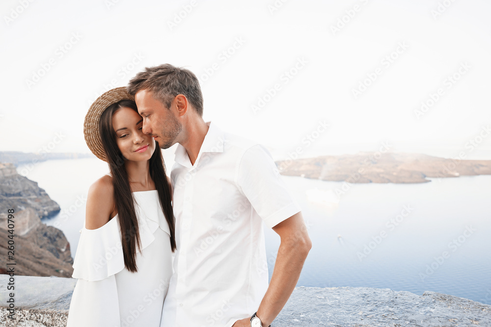 Happy young couple on Santorini Happy young couple on Santorini