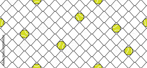 tennis ball Seamless pattern vector sport wire mesh chain link fence scarf isolated repeat wallpaper tile background